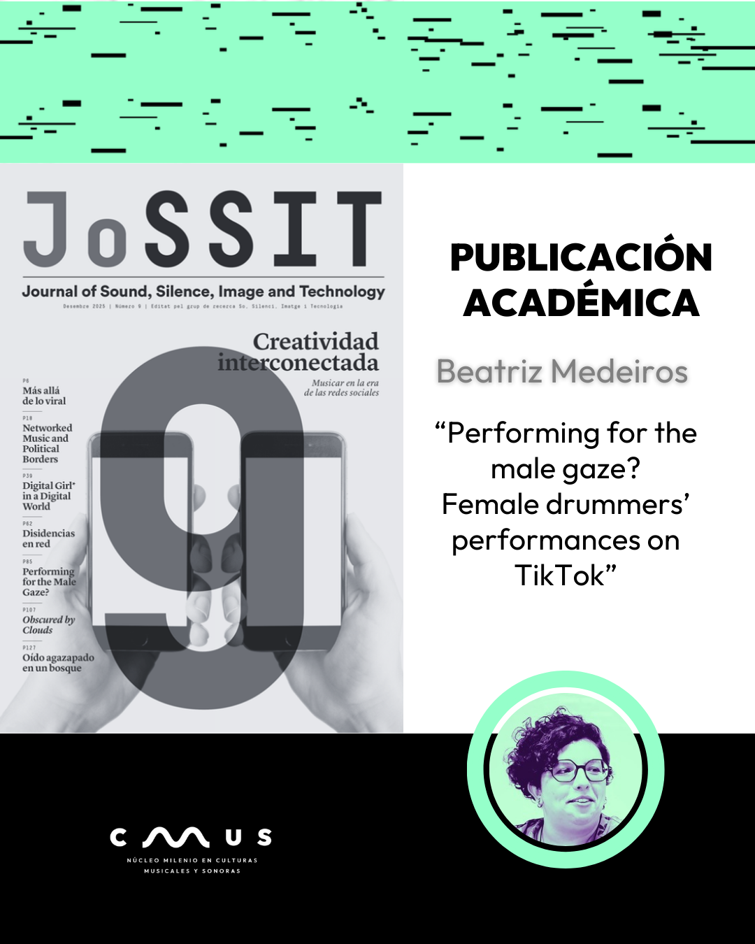 Beatriz Medeiros publica artículo académico en Journal of Sound, Silence, Image and Technology