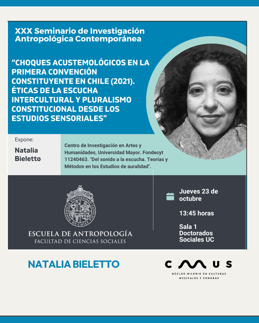 Natalia Bieletto dará la conferencia en la Universidad Católica
